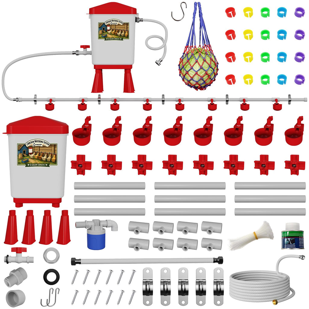 3 Gallon Automatic Chicken Waterer with 8 Cups and 8 Nipples X647538