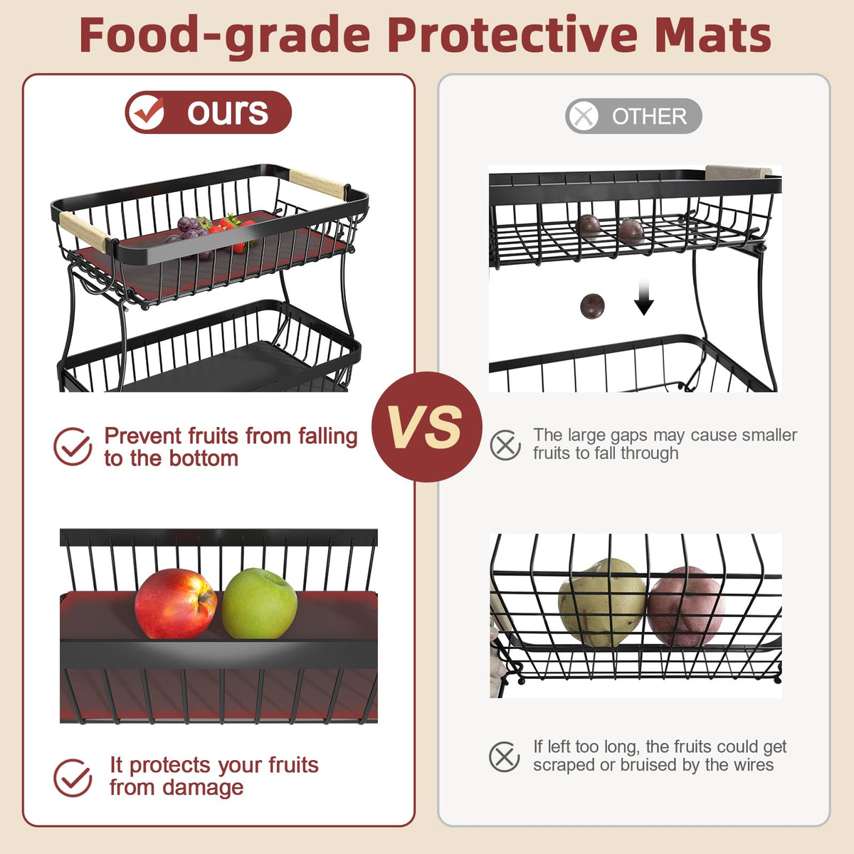 3-Tier Detachable Metal Fruit Basket D540