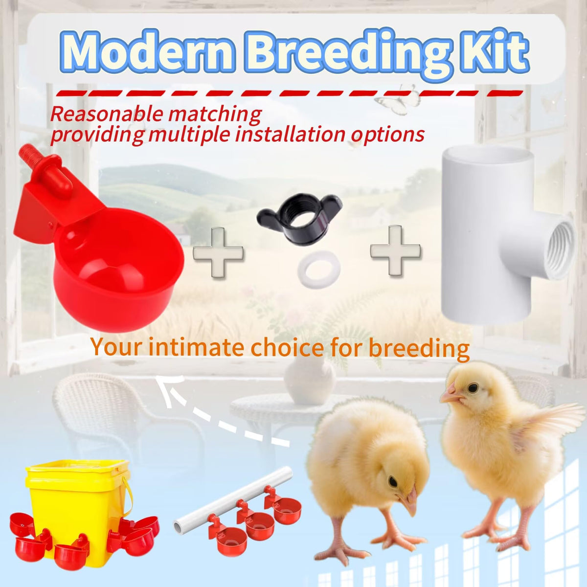 24 Pack Automatic Chicken Waterer Cups Kit A104