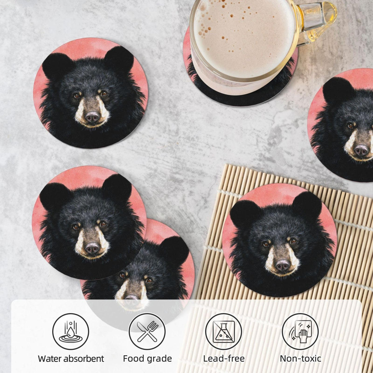 Ceramic Coasters with Holder Set of 6 V29178