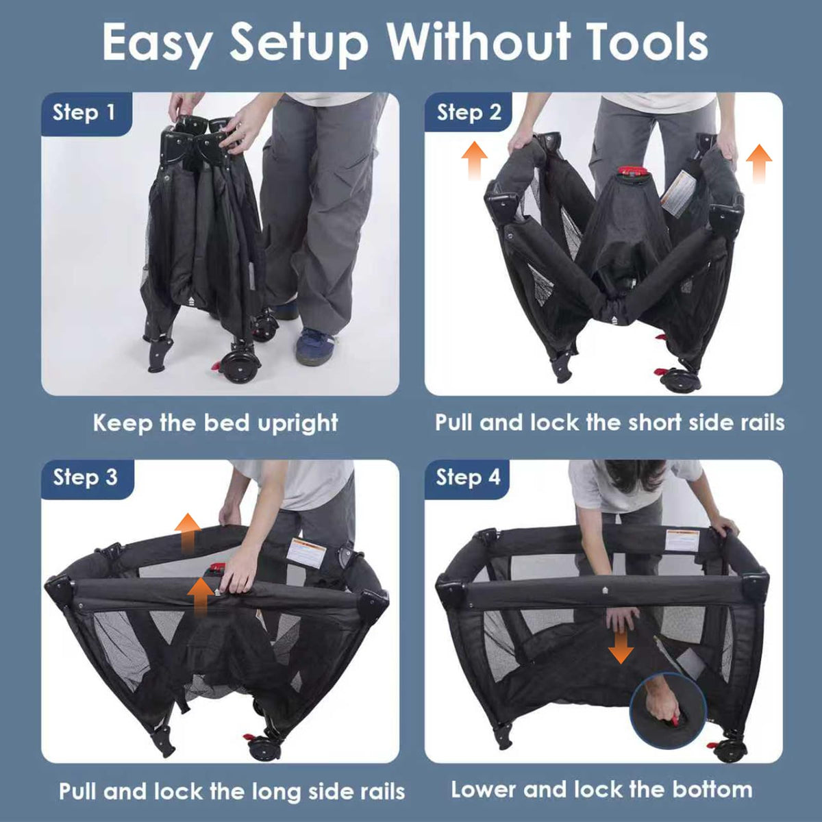 3-in-1 Pack and Play with Changing Table & Carry Bag, Black T35074