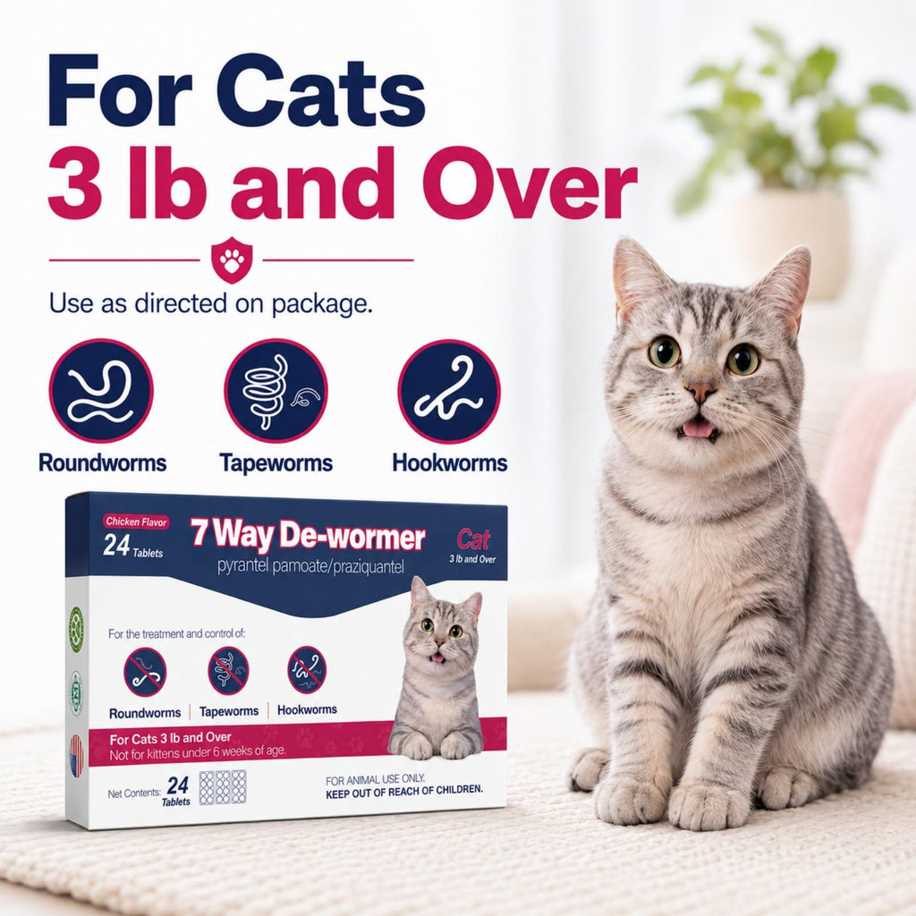 Chicken Flavored 7 Way De-Wormer Tablets for Cats Q520804