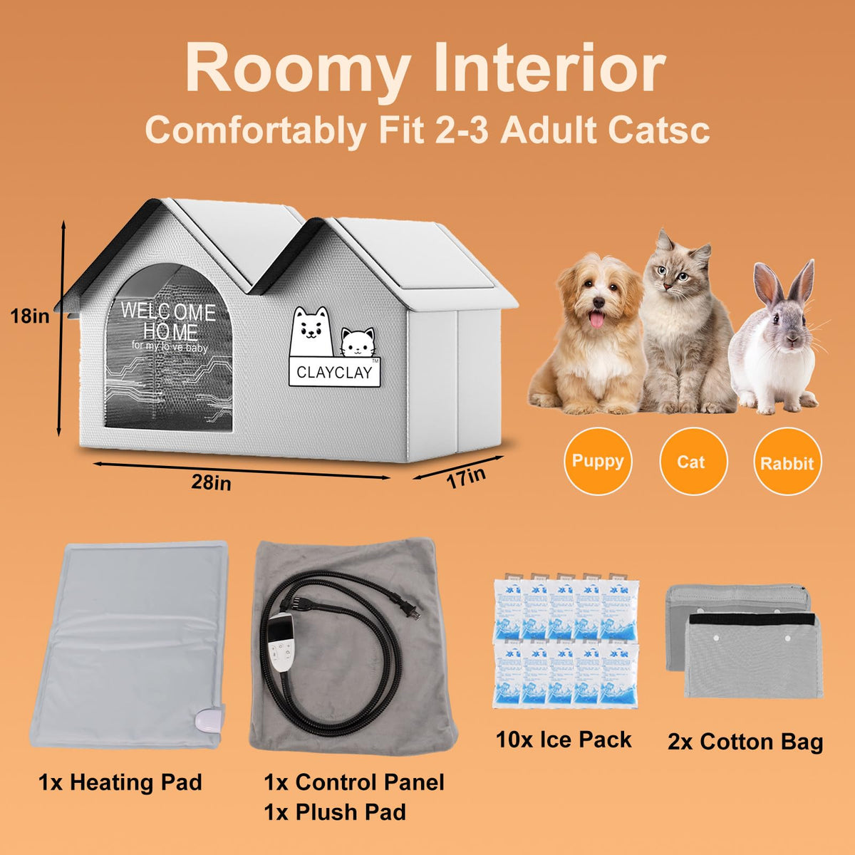 Heated Waterproof Insulated Outdoor Cat House D927794