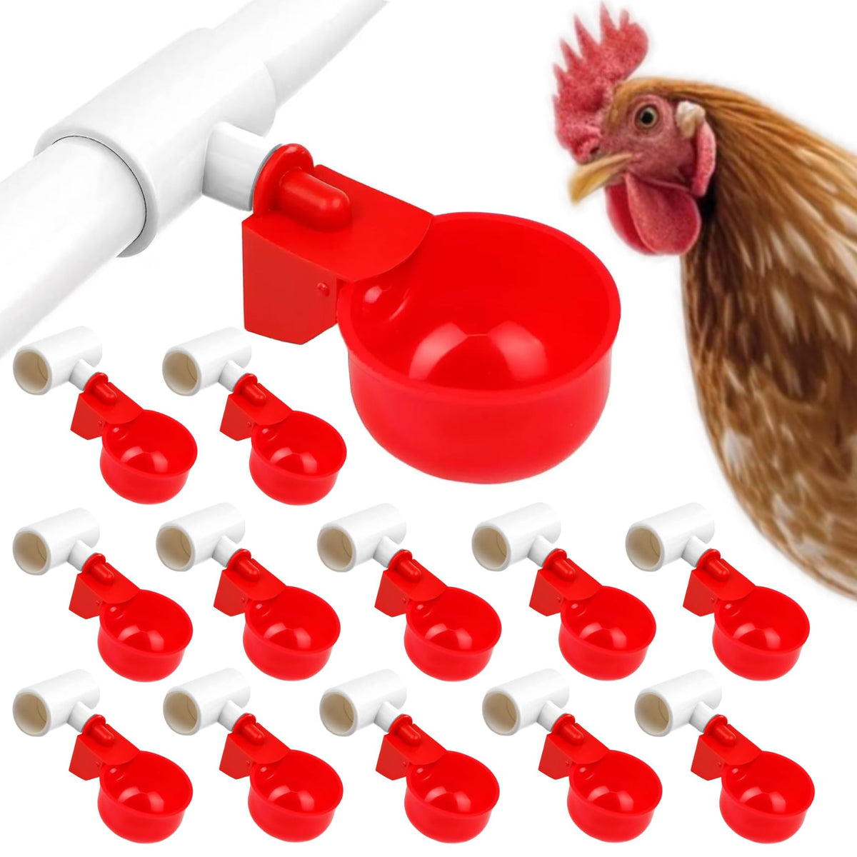 24 Pack Automatic Chicken Waterer Cups Kit A104