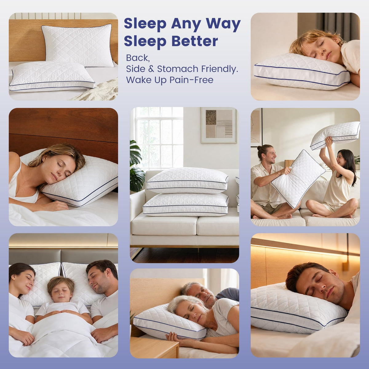 Shredded Memory Foam Pillows King Size Set of 2 E942