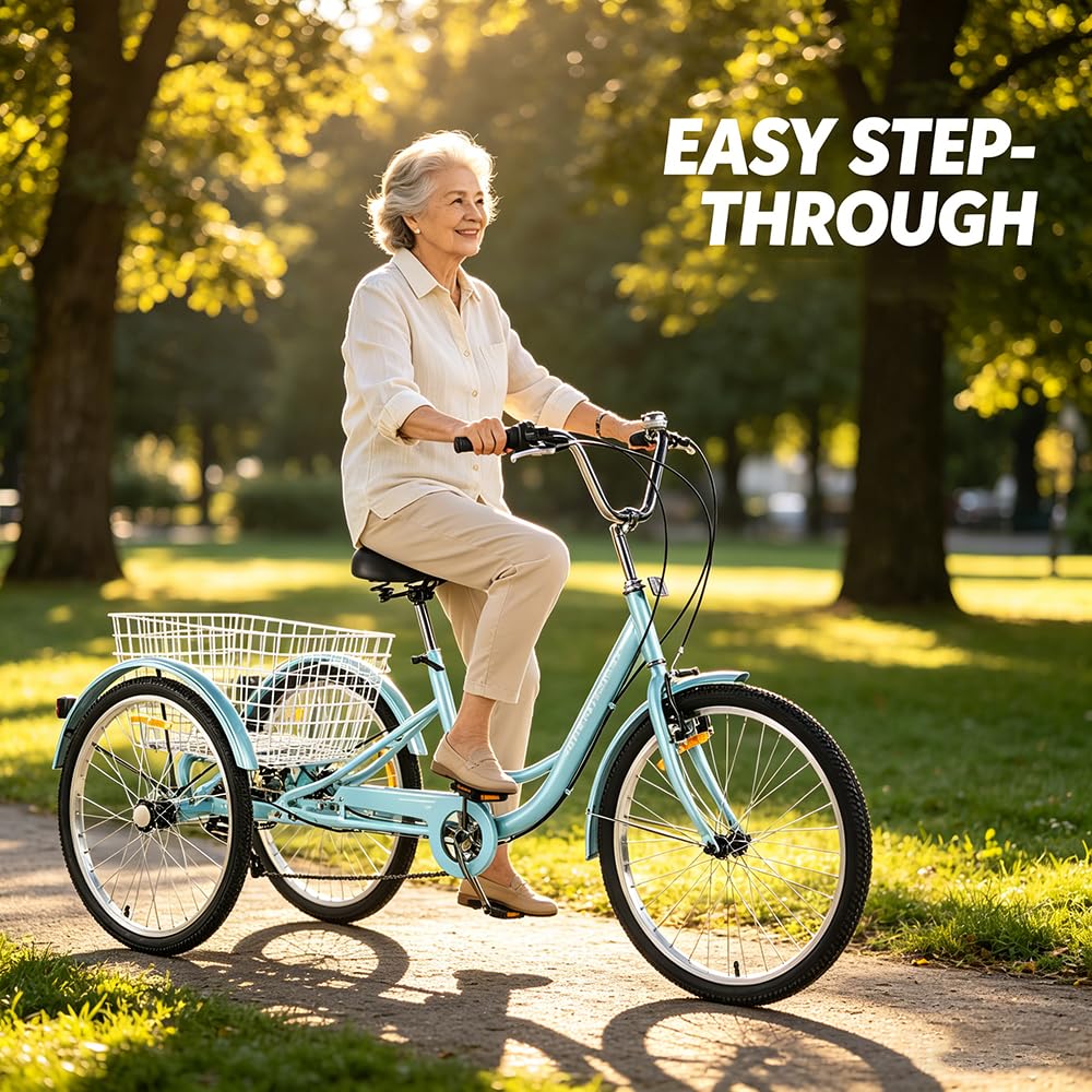 24 Inch 7 Speed Adult Tricycle with Rear Basket N4299