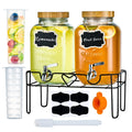 2 Pack 1 Gallon Glass Drink Dispenser with Stand and Fruit Infuser K917564