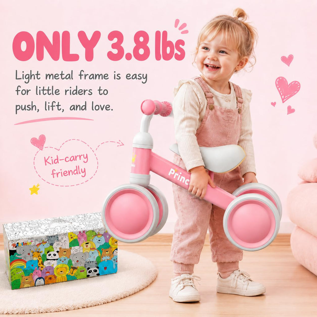 Pink Balance Bike with LED Light Up Wheels Y9117