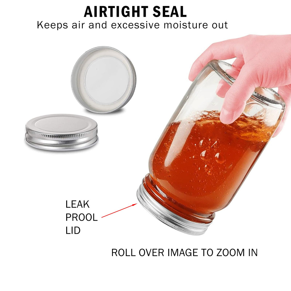 16oz Regular Mouth Glass Mason Jars with Airtight Lids, 4 Pack M174