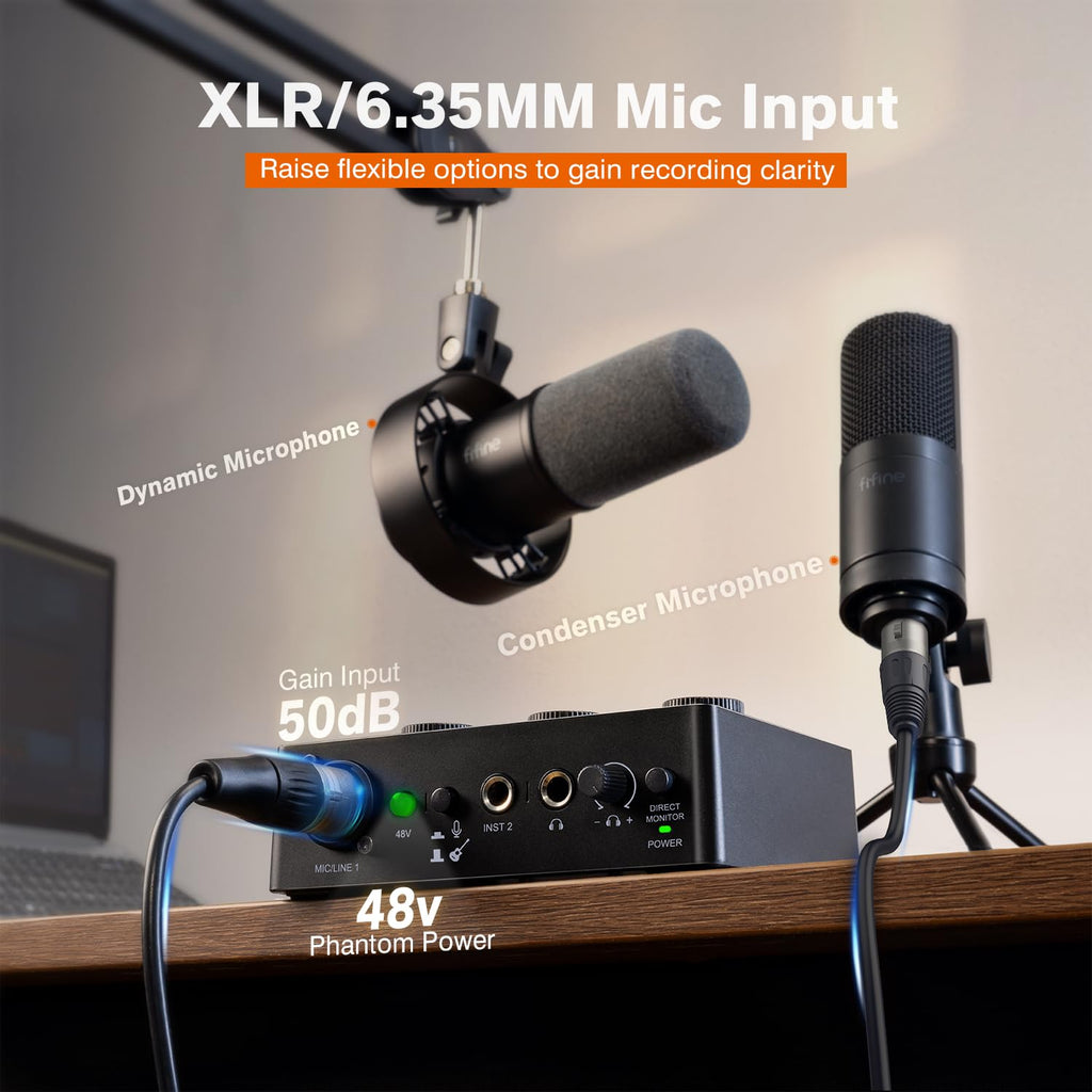 PC Audio Mixer with XLR, Monitor, 48V Phantom Power Q347661