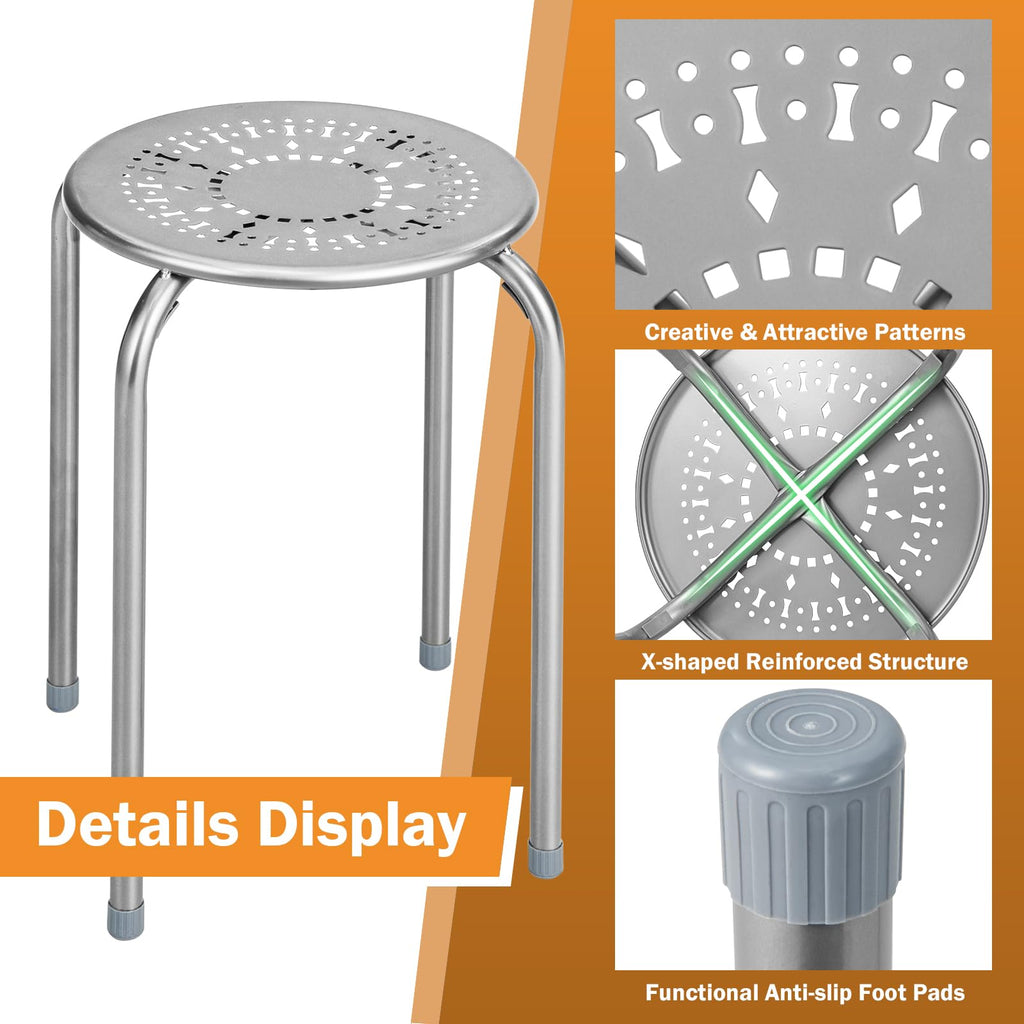 Grey 6 Pack Stackable Metal Stools X902522