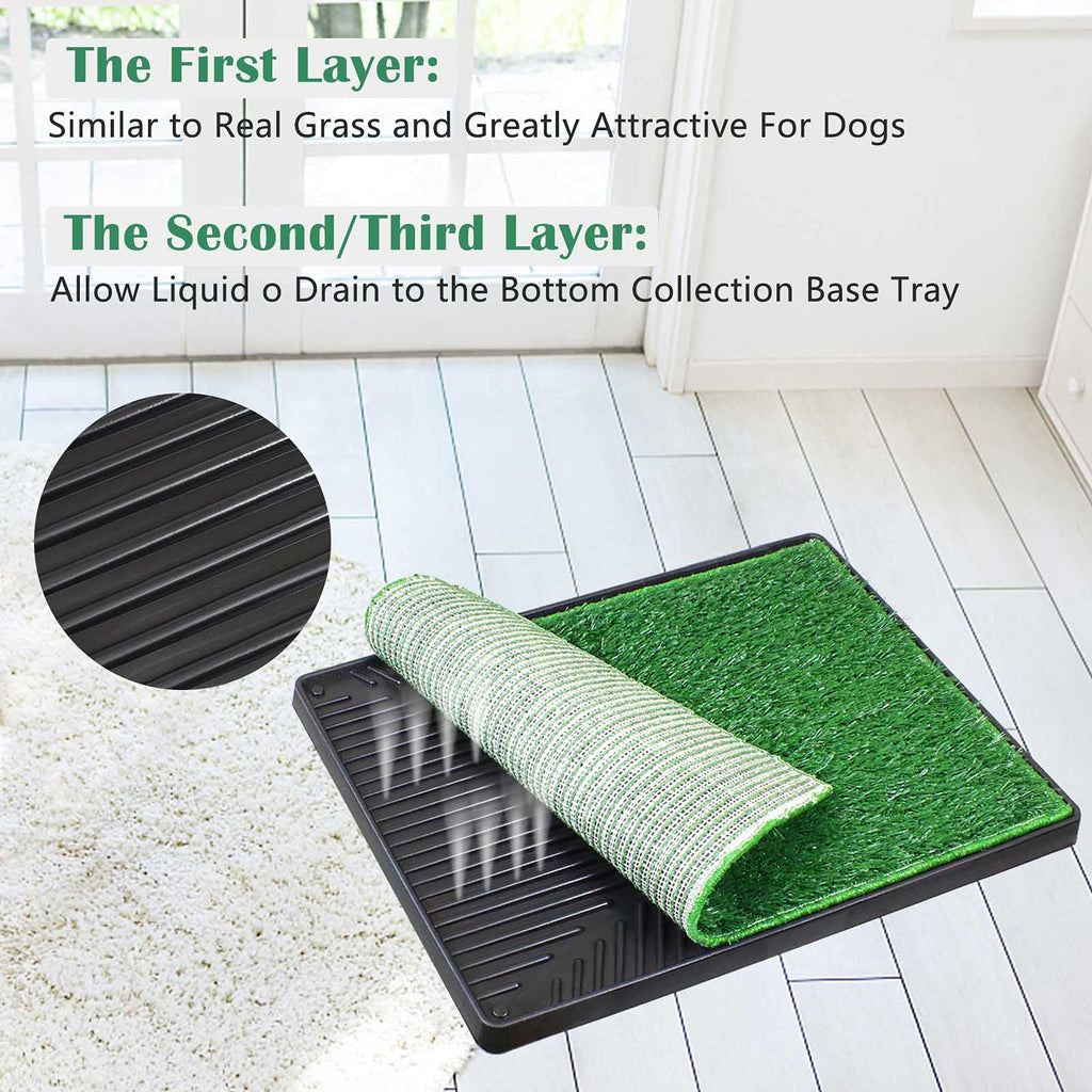 Large Dog Grass Pad with Tray and 2 Artificial Pee Grasses L360437