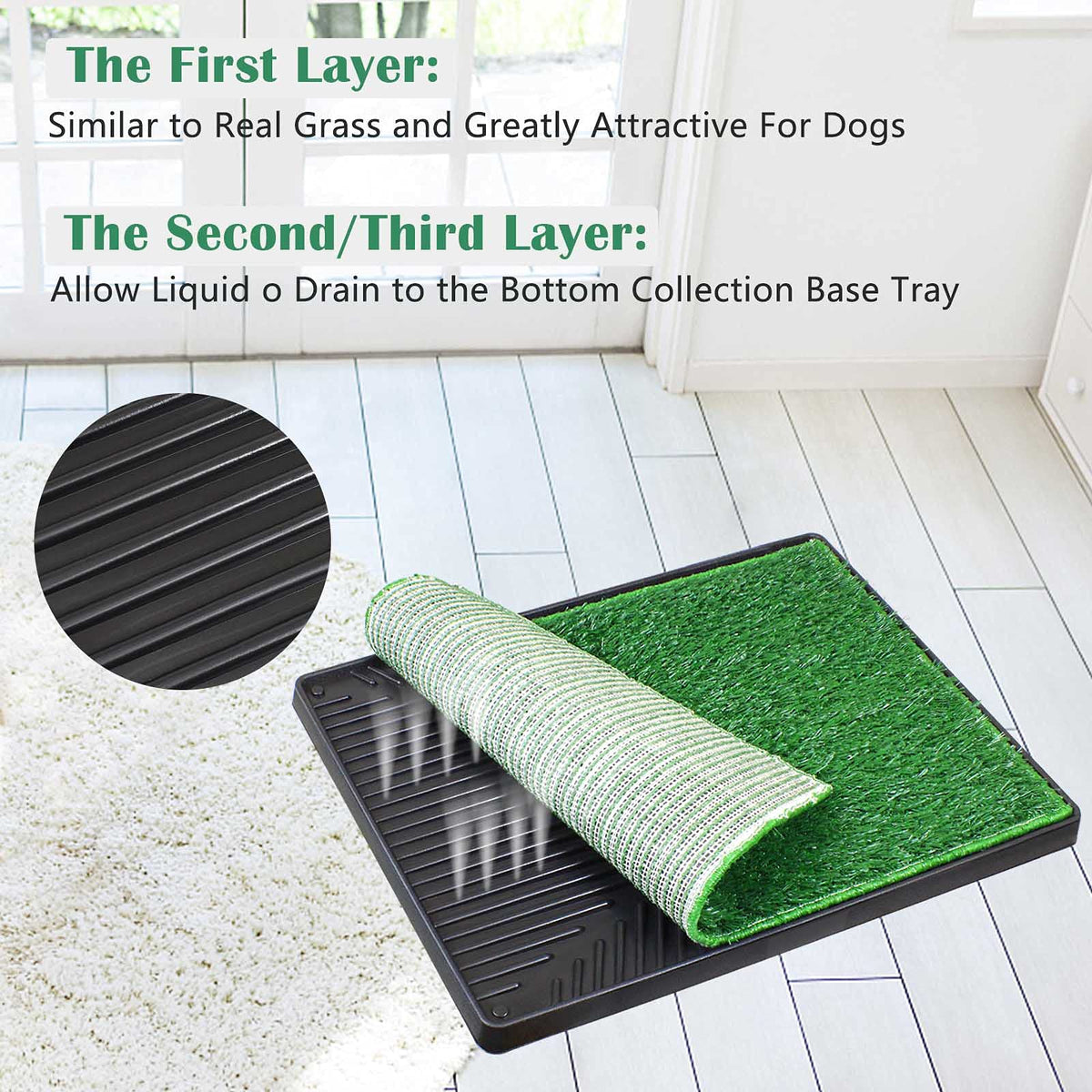 Large Dog Grass Pad with Tray and 2 Artificial Pee Grasses L360437