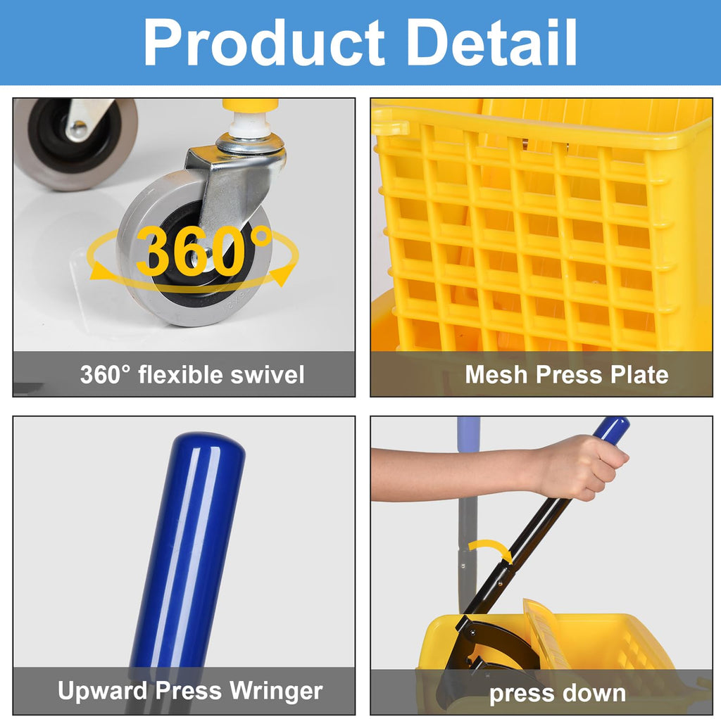 Commercial Mop Bucket on Wheels, 35 Quart R223