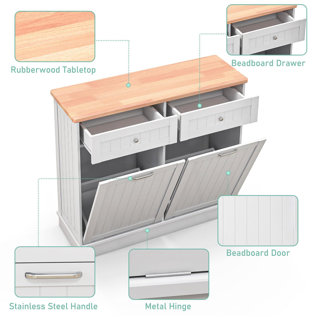 White Double Door Tilt Out Trash Cabinet T844