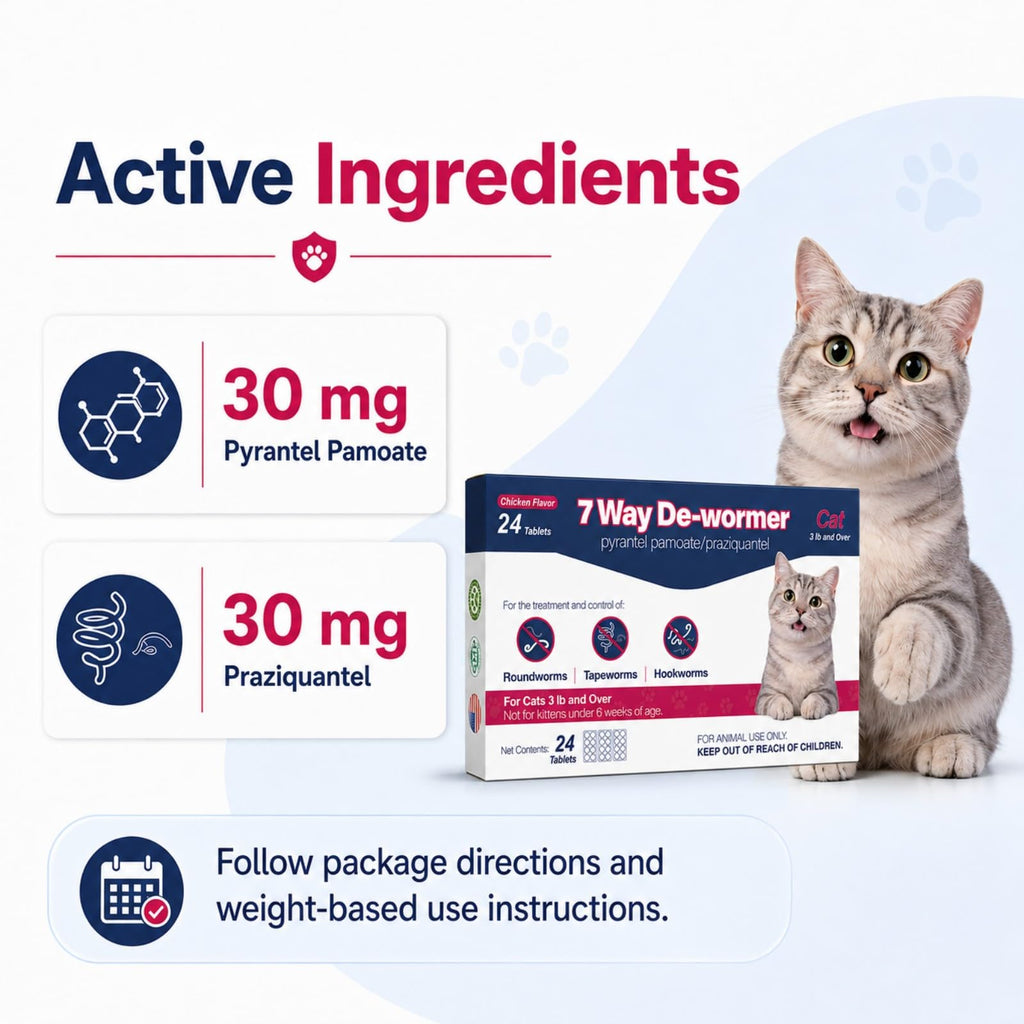 Chicken Flavored 7 Way De-Wormer Tablets for Cats Q520804