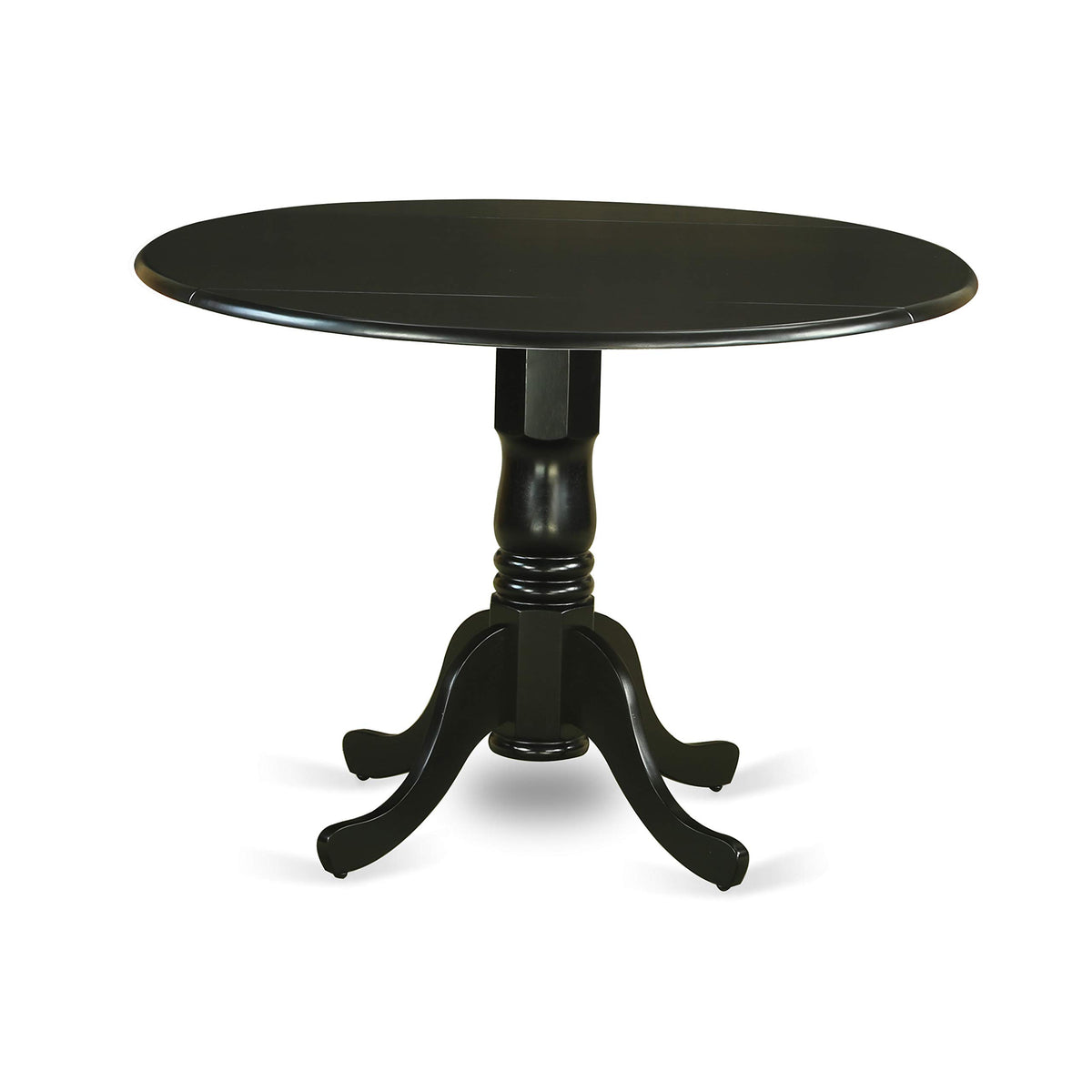 5 Piece Round Dining Table Set with Dropleaf and 4 Faux Leather Chairs Q953