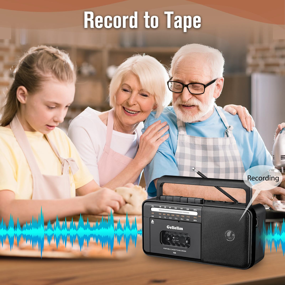 Cassette Tape Player Bluetooth Boombox AM/FM/SW Radio Stereo D2418