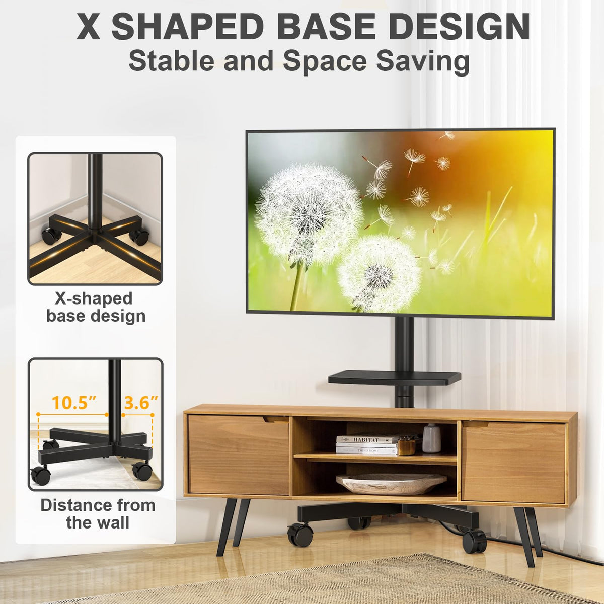 Mobile TV Stand with Power Outlet for 23-65 Inch TVs W617090