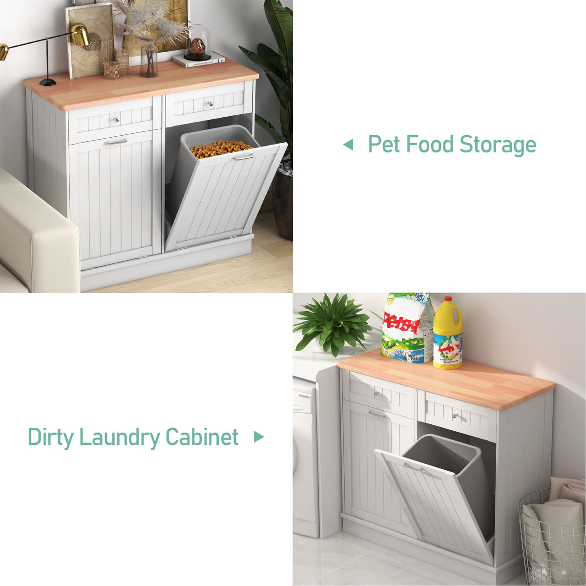 White Double Door Tilt Out Trash Cabinet T844