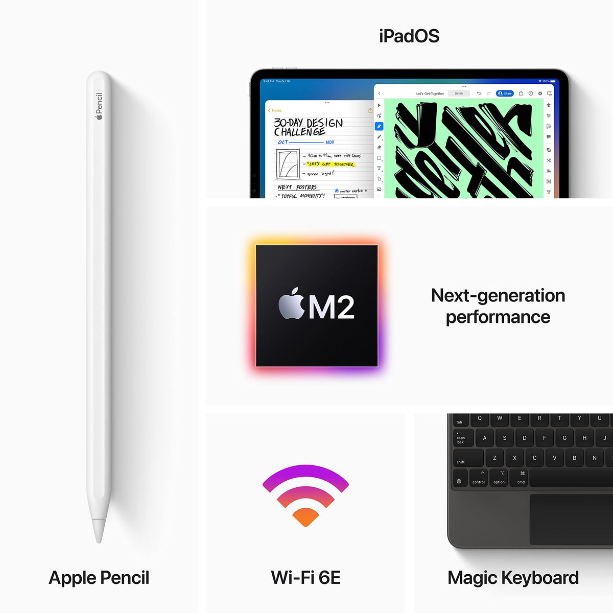 12.9-inch Tablet with M2 chip, 256GB, Wi-Fi 6E, Silver Y6345