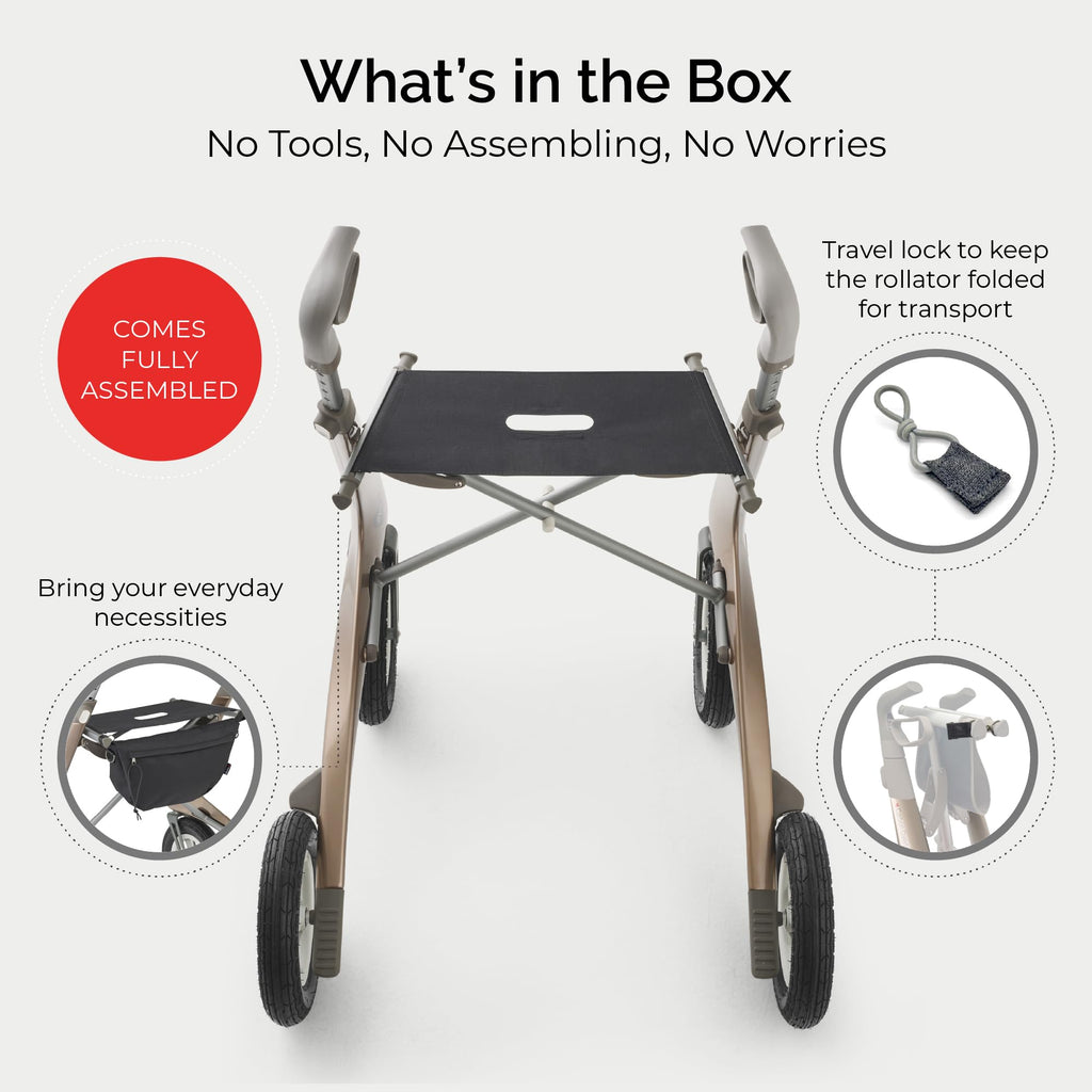 Carbon All Terrain Foldable Rollator with Seat N748