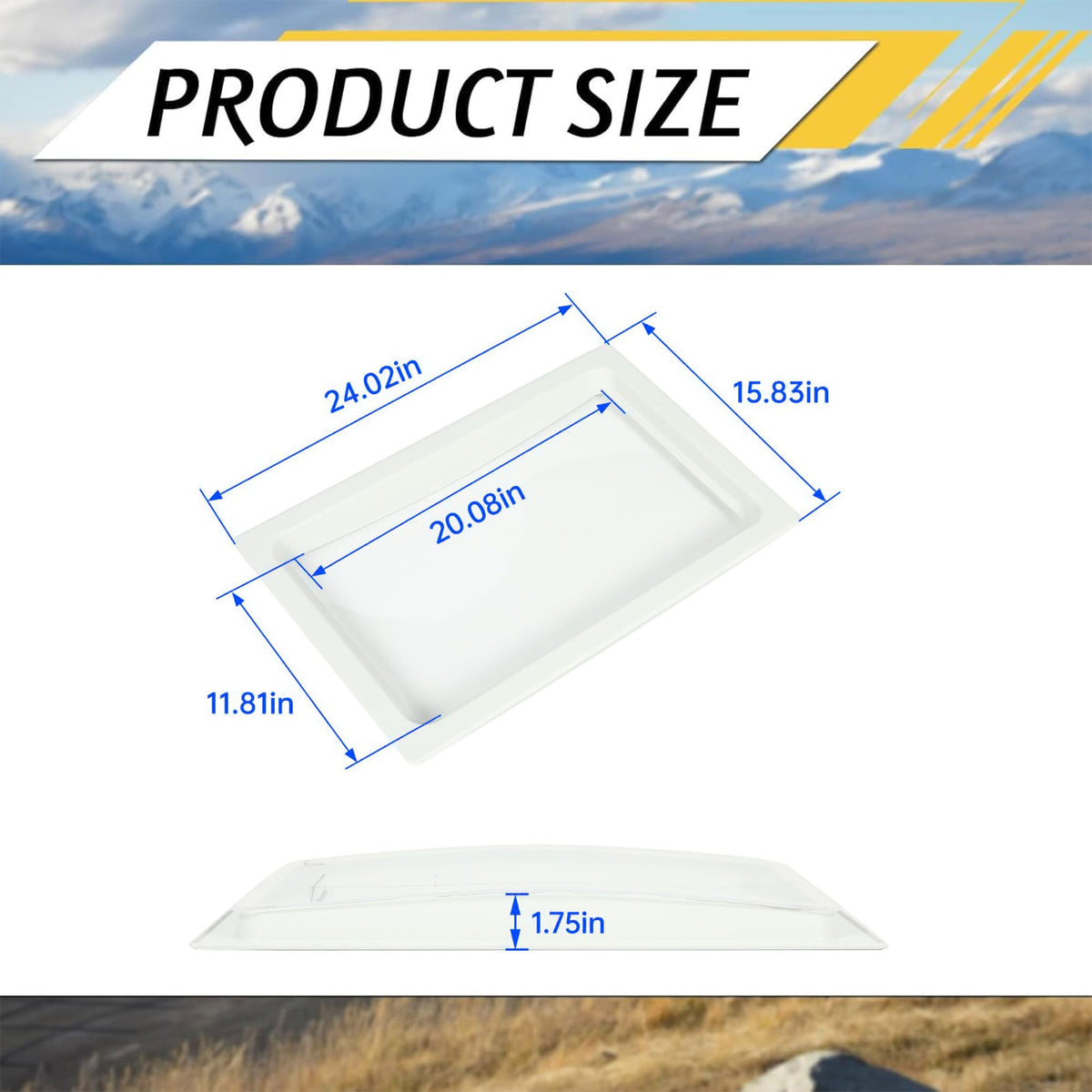 24" Shatterproof Clear RV Skylight Dome Cover D534998