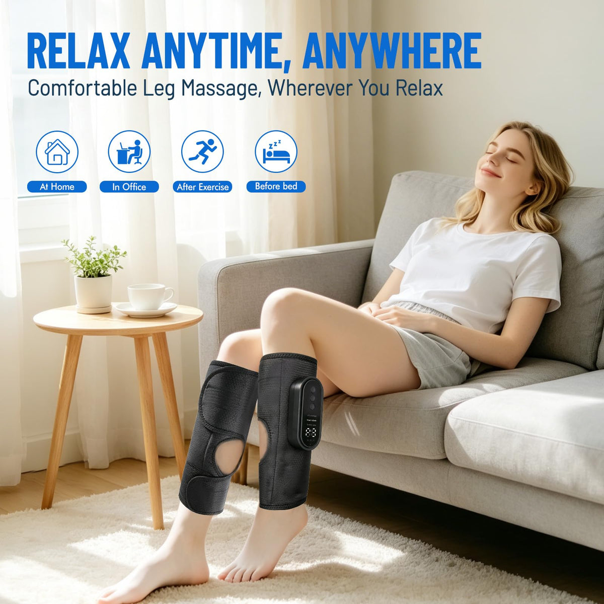 Cordless Air Compression Leg Massager with Heat, 2 Pack (Black) L91832