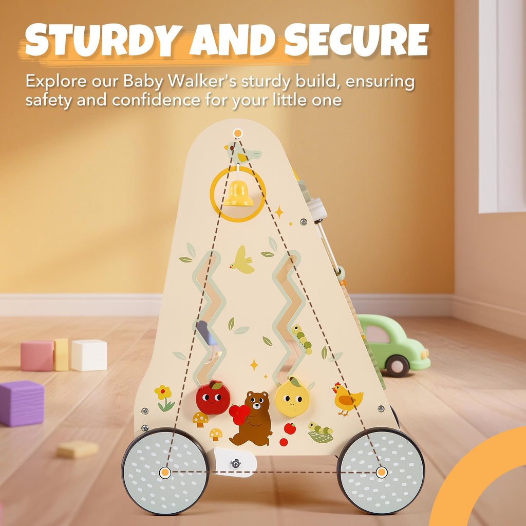 Wooden Baby Push Walker with Activity Center E960