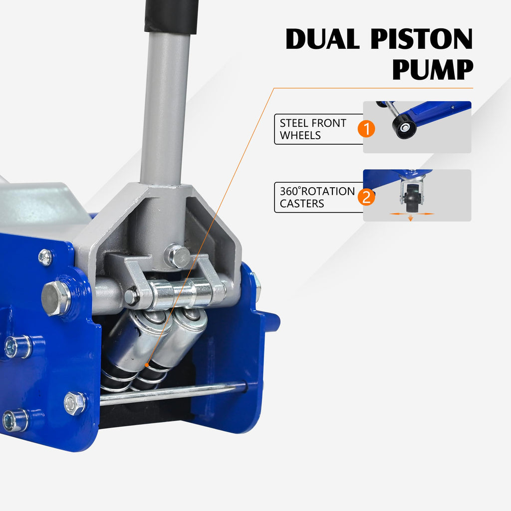 5Ton Low Profile Dual Piston Hydraulic Floor Jack F7199