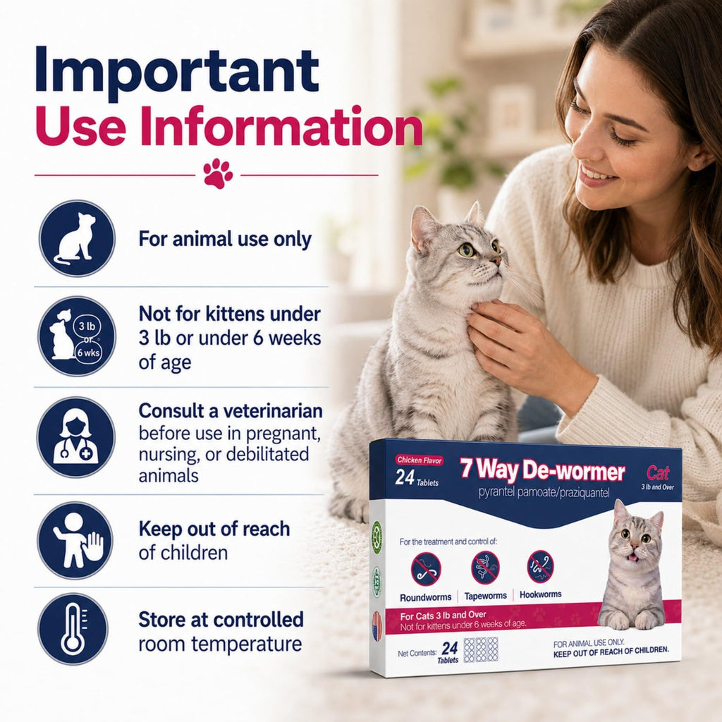 Chicken Flavored 7 Way De-Wormer Tablets for Cats Q520804