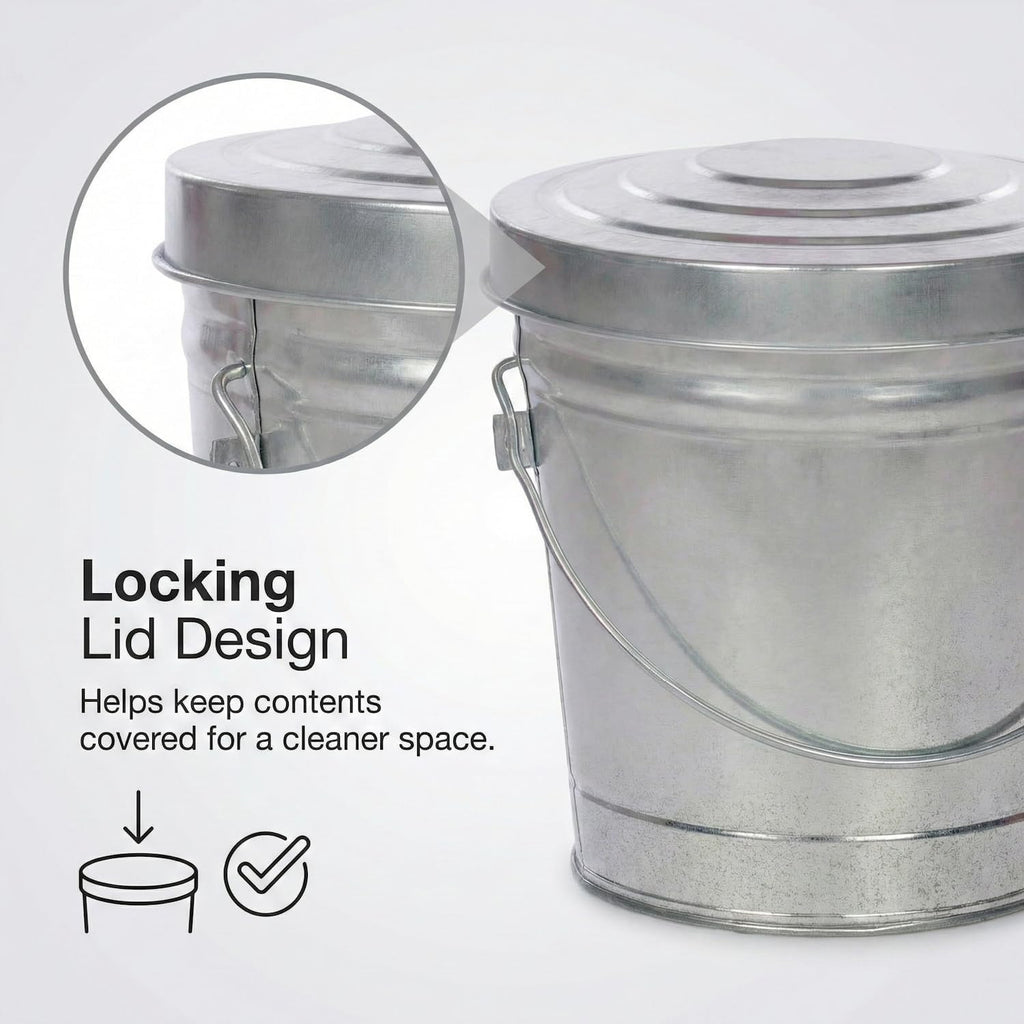 6 Gal Galvanized Steel Locking Lid Trash Can L490