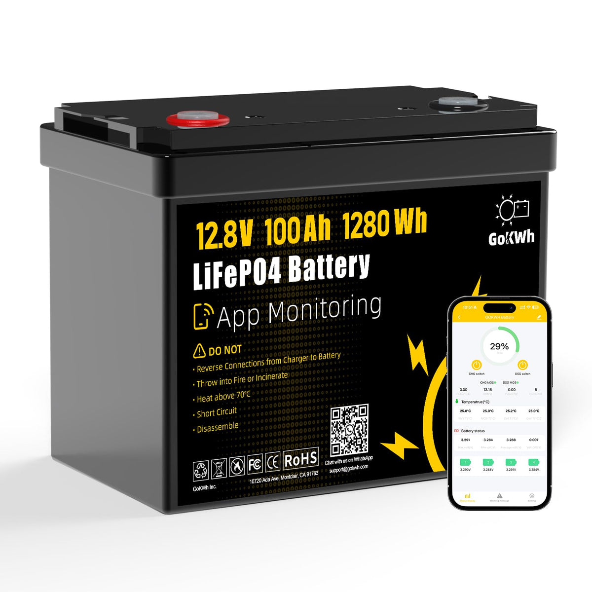 12V 100Ah LiFePO4 Lithium Battery H5900
