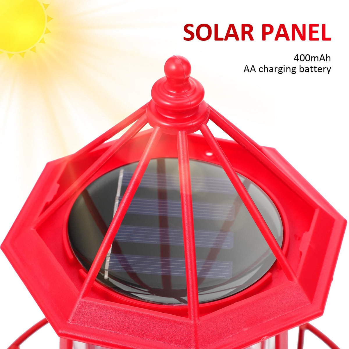 Solar Rotating Lighthouse Garden Light S4106