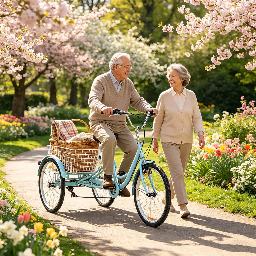 24 Inch 7 Speed Adult Tricycle with Rear Basket N4299