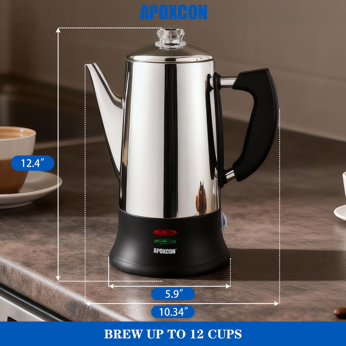 Electric Stainless Steel Coffee Percolator 12 Cup D63681