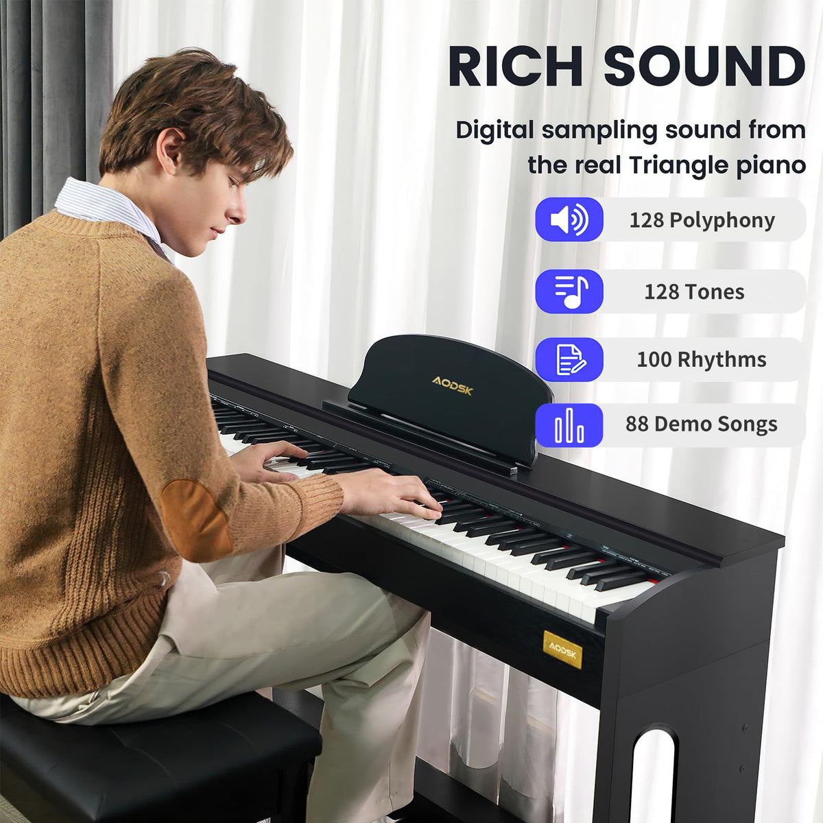 88-Key Digital Piano with Stand & Pedals A566