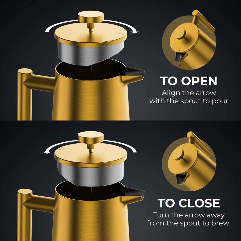 Stainless Steel Double Wall Insulated French Press 34 Oz V901