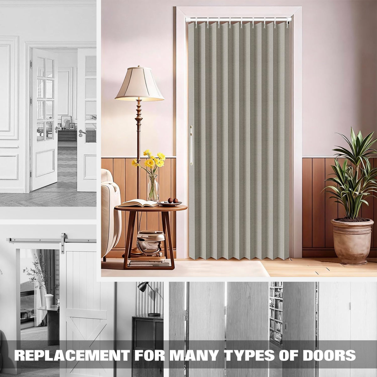 100% Blackout Fabric Folding Door Curtain with Magnetic Closure T7480