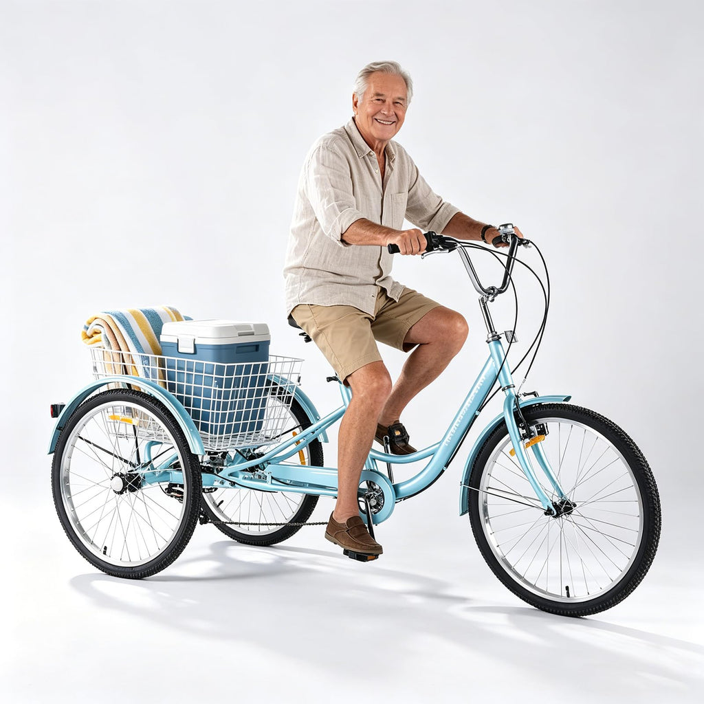 24 Inch 7 Speed Adult Tricycle with Rear Basket N4299
