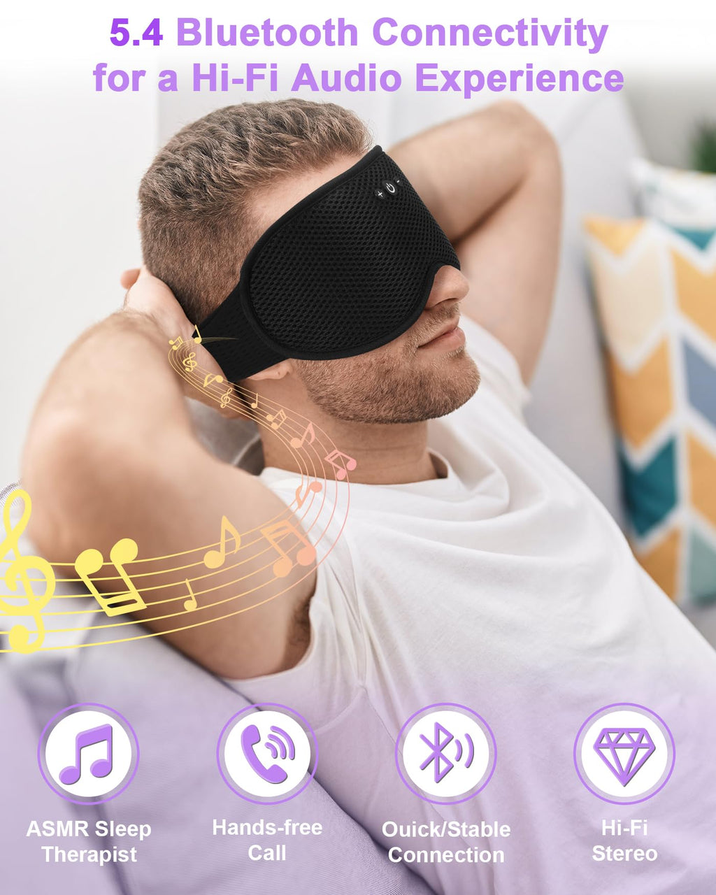 3D Contoured Sleep Mask with Bluetooth Headphones Y909807