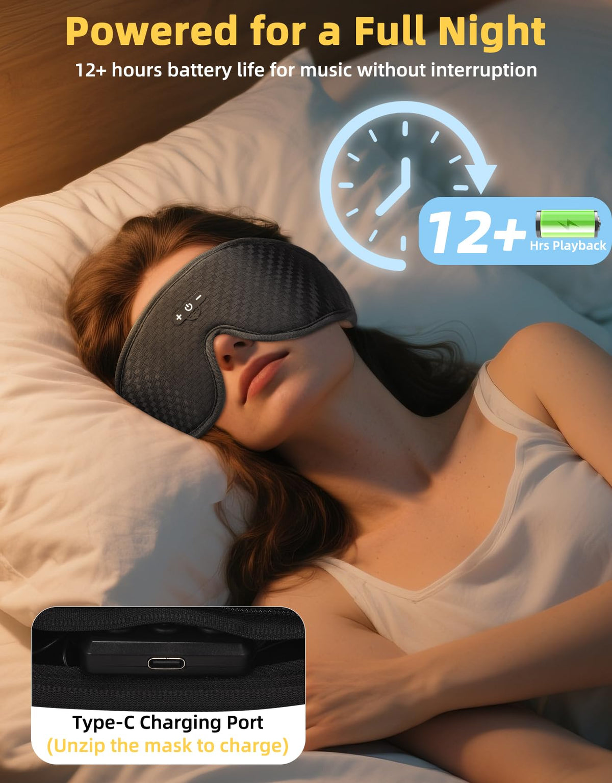 Adjustable Sleep Mask with Bluetooth Headphones N58152