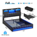 Full Bed Frame with Storage Headboard and 2 Drawers, RGB Lights, Black N5271