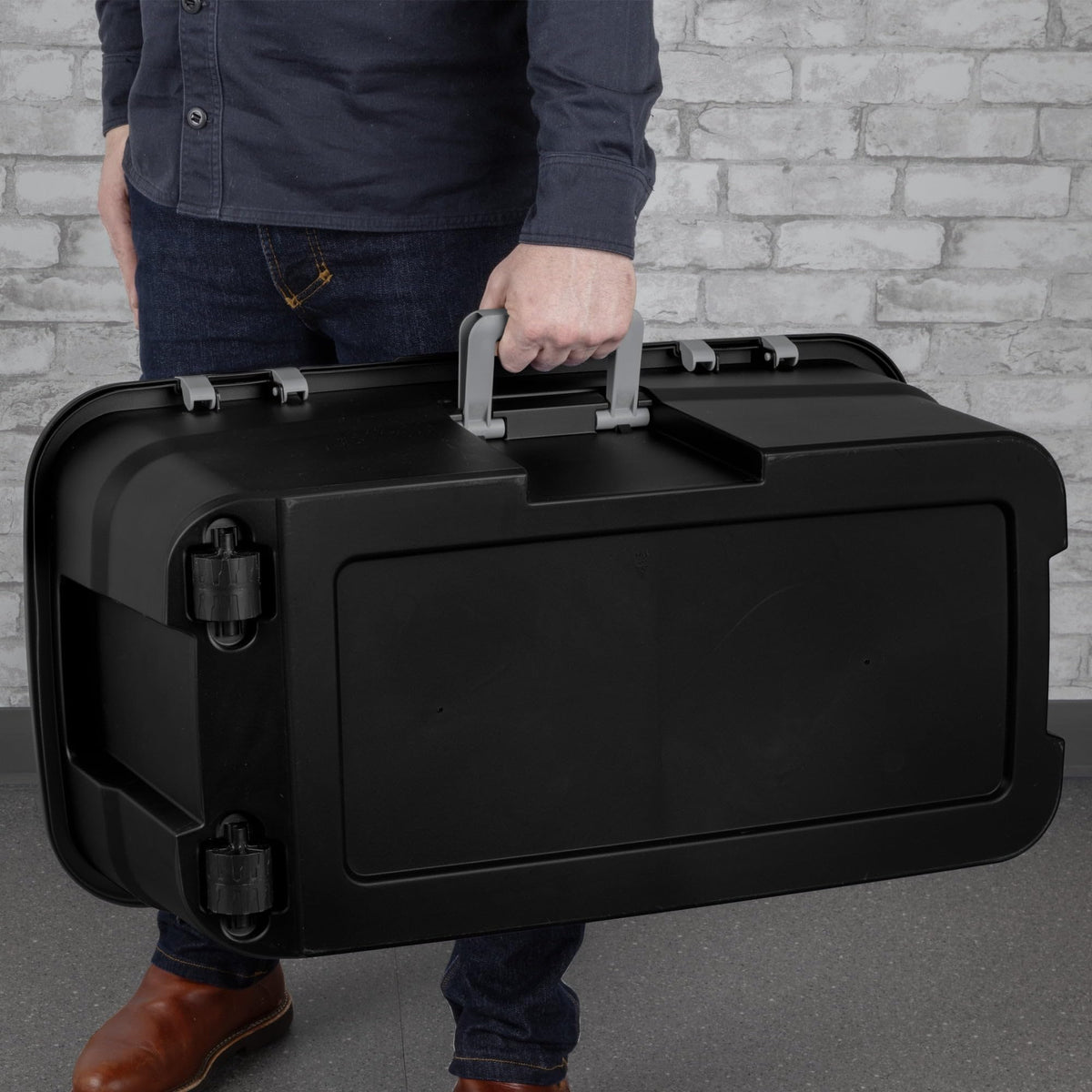 22 Gallon Black Wheeled Plastic Storage Trunk with Lockable Lid P78196