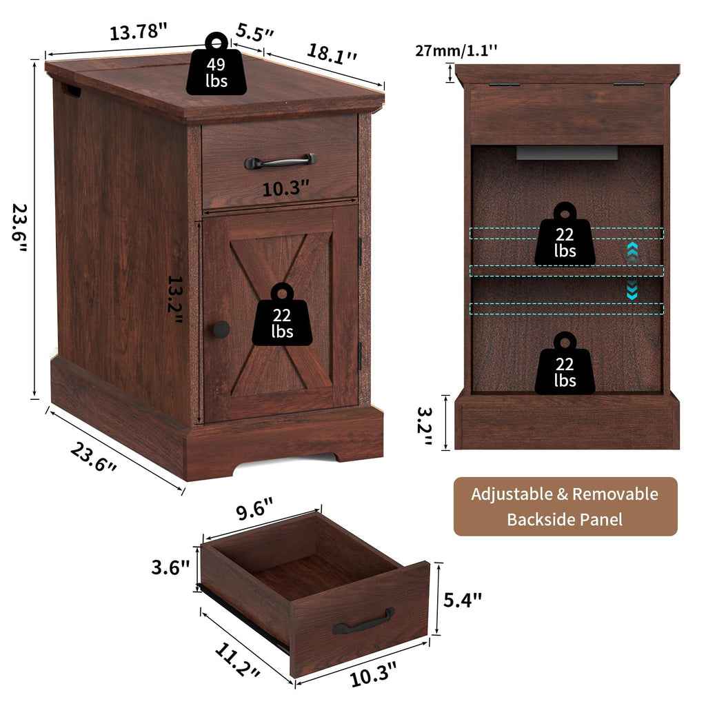 23.6'' Narrow End Table with Charging Station L959464