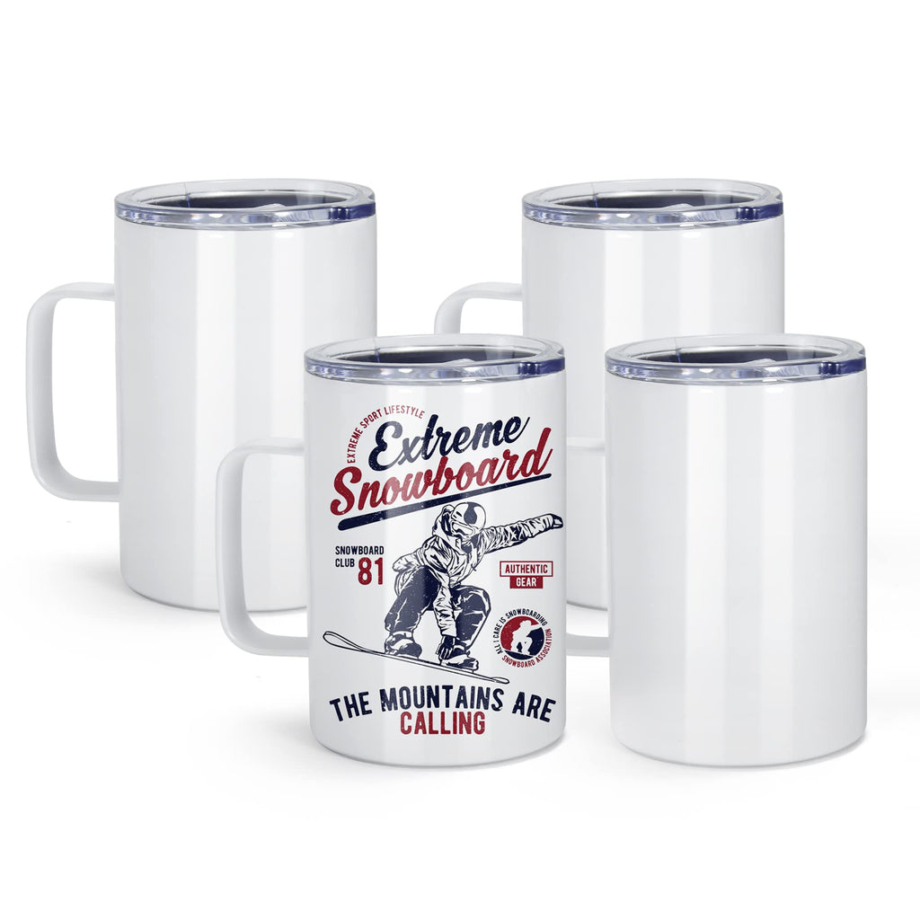 16oz Stainless Steel Sublimation Mug with Lid, 4 Pack E6673
