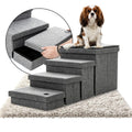 Foldable Grey 4 Steps Dog Stairs with Cushion W1094