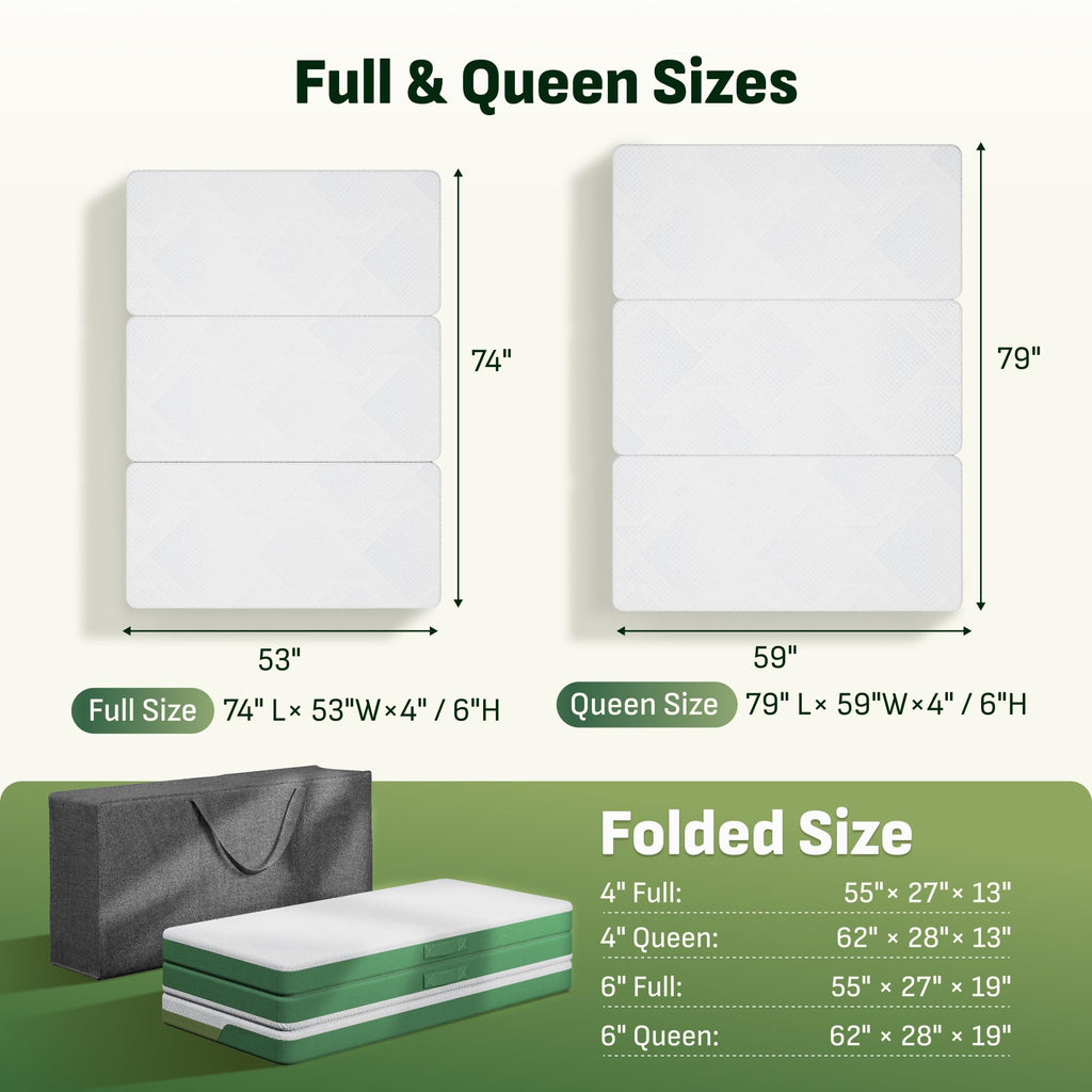 Tri-Fold Mattress Full 6 Inch Memory Foam X42036