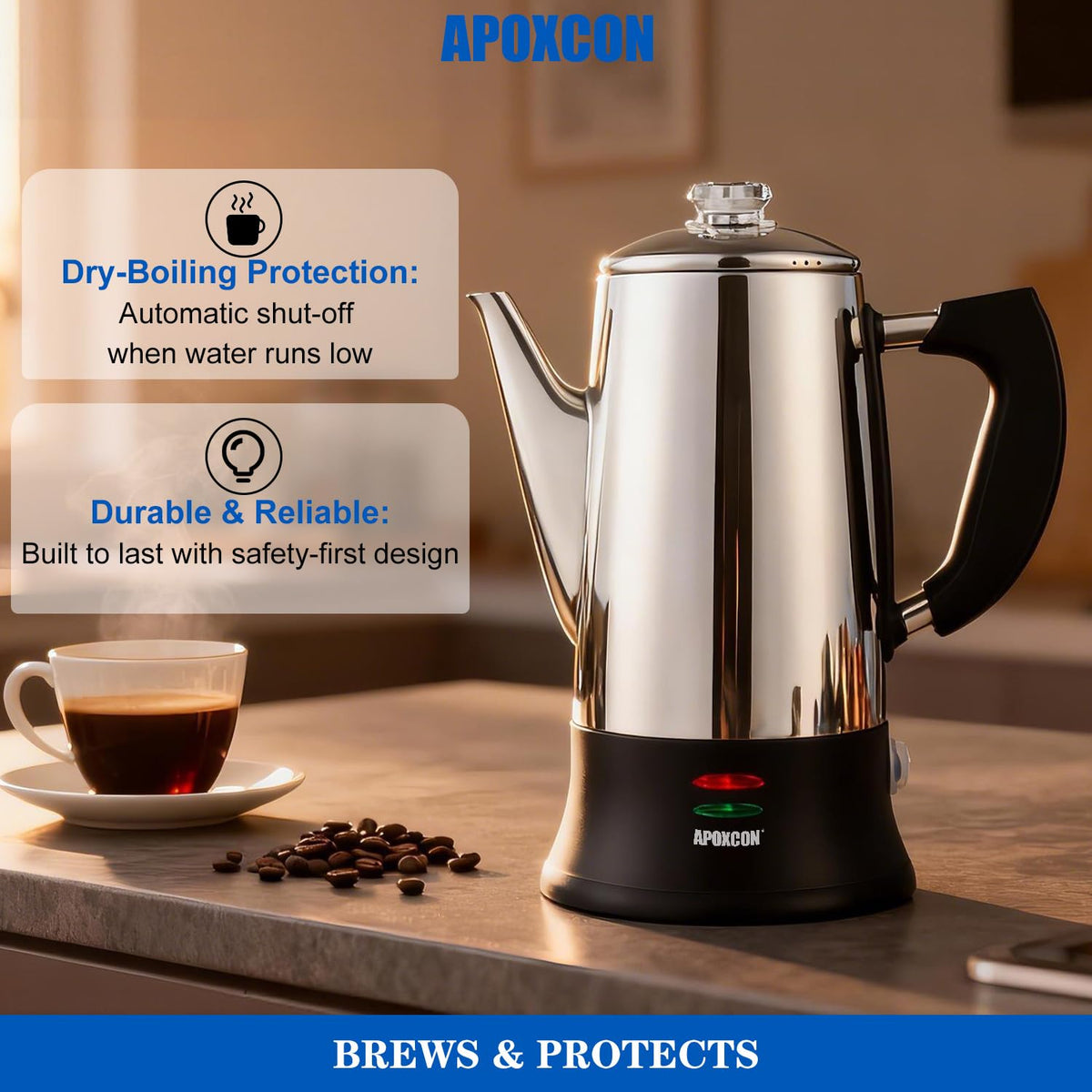 Electric Stainless Steel Coffee Percolator 12 Cup D63681