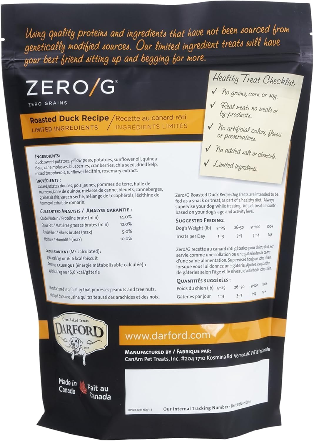 Roasted Duck Grain Free Dog Treats 2-Pack 36oz M839